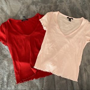 Red/light pink low cut tops!